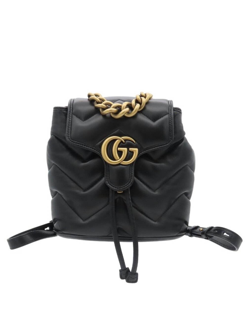 Gucci Backpack Black Leather GG Marmont Chevron